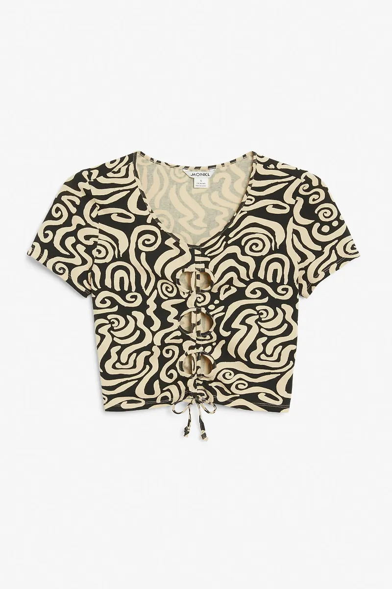 Cropped top with drawstring - Beige