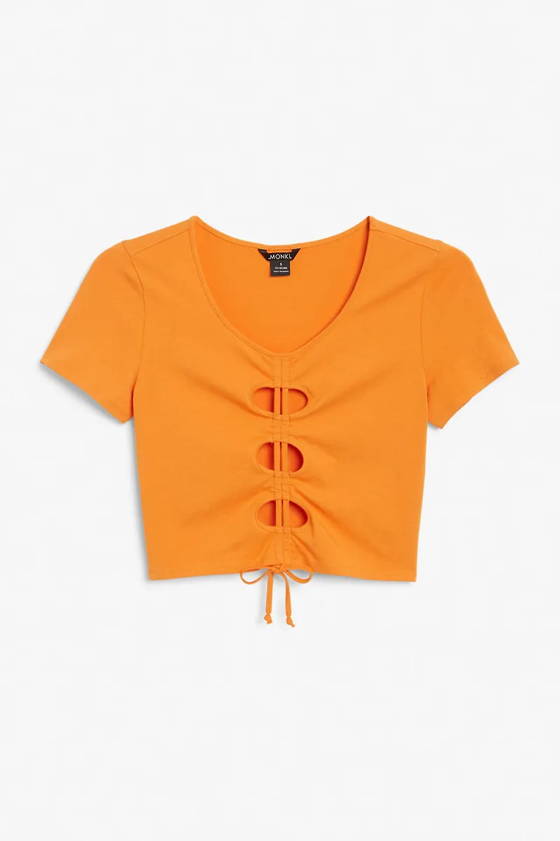 Cropped top with drawstring - Orange