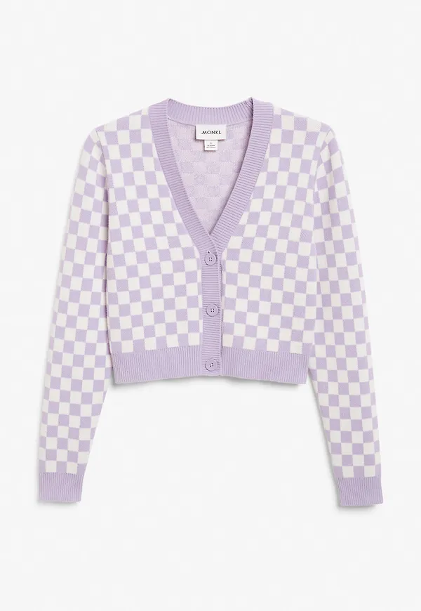Cropped V-neck cardigan - Purple
