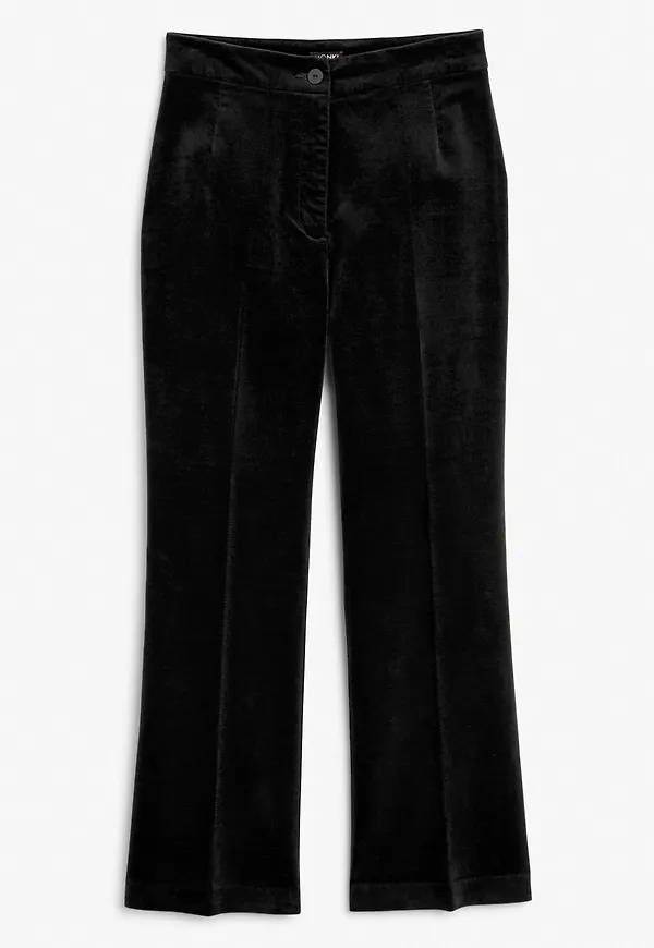 Cropped velvet trousers - Black
