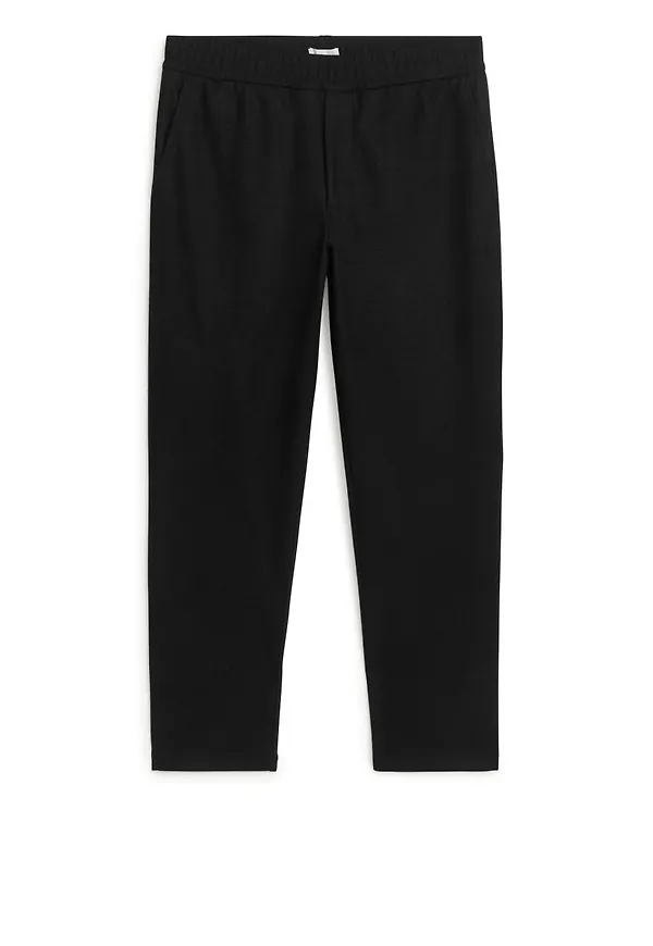 Cropped Wool-Blend Jersey Trousers - Black