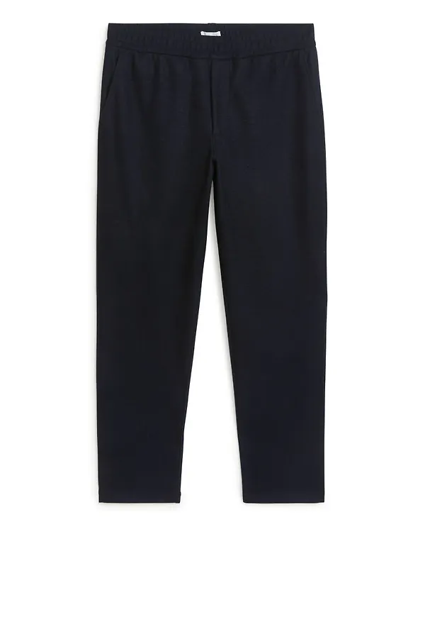 Cropped Wool-Blend Jersey Trousers - Blue
