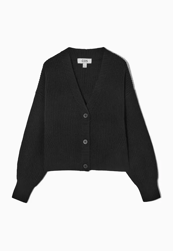 CROPPED WOOL AND CASHMERE-BLEND CARDIGAN