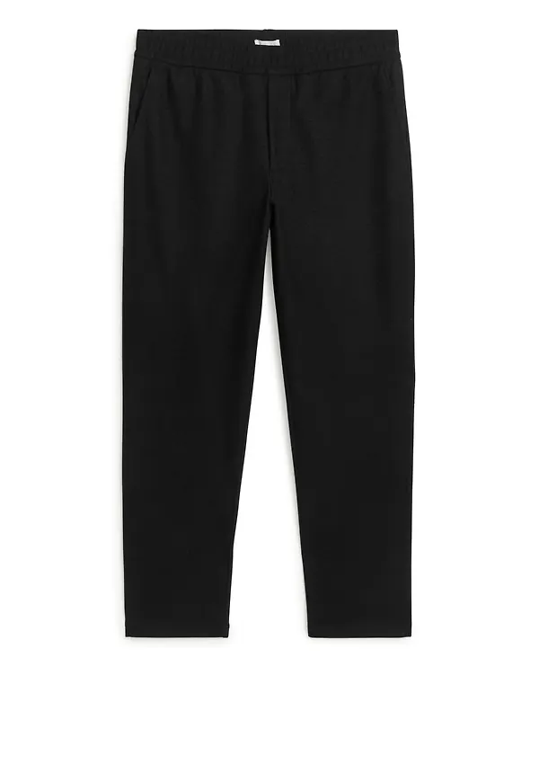 Cropped Wool-Blend Jersey Trousers - Black