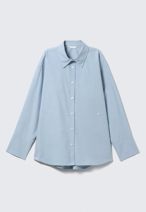 Cross-Buttoned Long-Sleeved Cotton Shirt