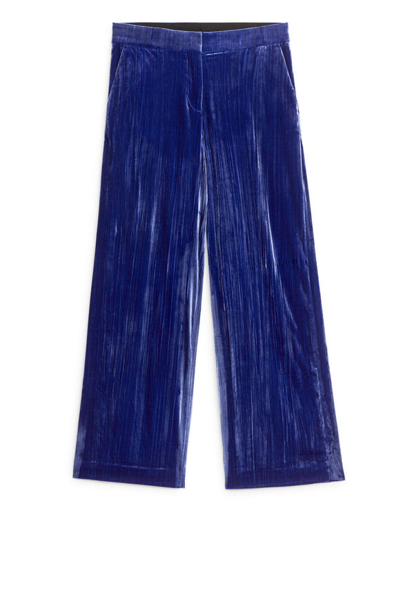 Crushed Velvet Trousers - Blue
