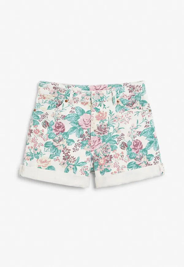 Cuffed denim shorts - Red