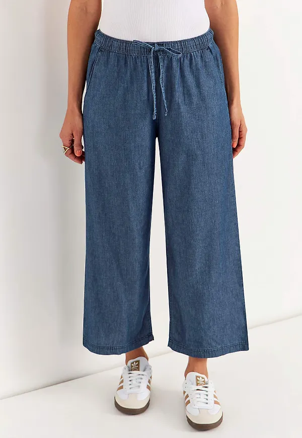 Culottebyxa i mjuk, luftig denim