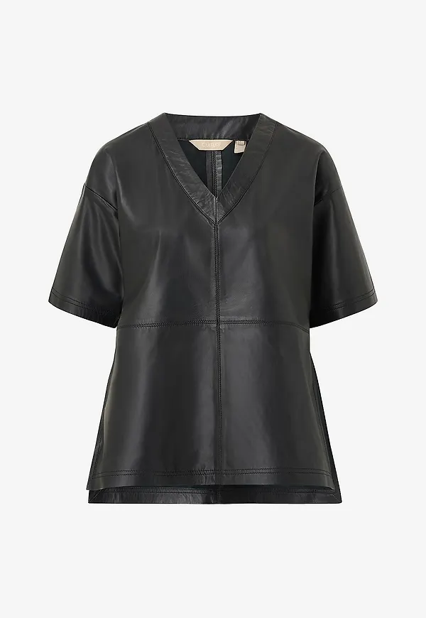 Culture - Blus cuAtam Canja Leather Blouse - Svart