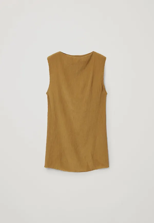 CUPRO-SILK MIX COWL NECK PLISSE TOP
