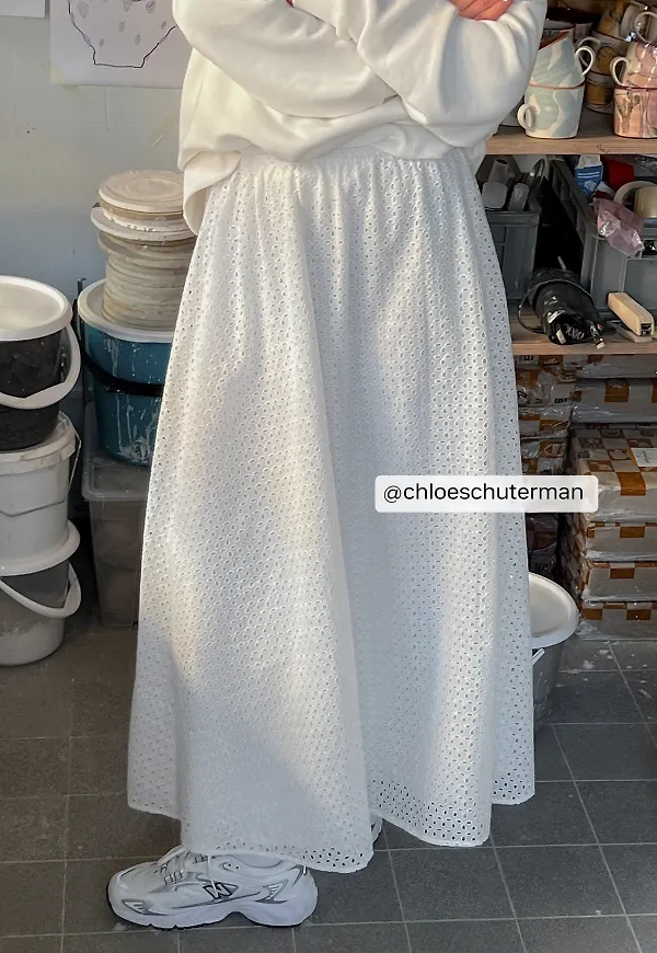 Curated Styles Anglais maxikjol - White