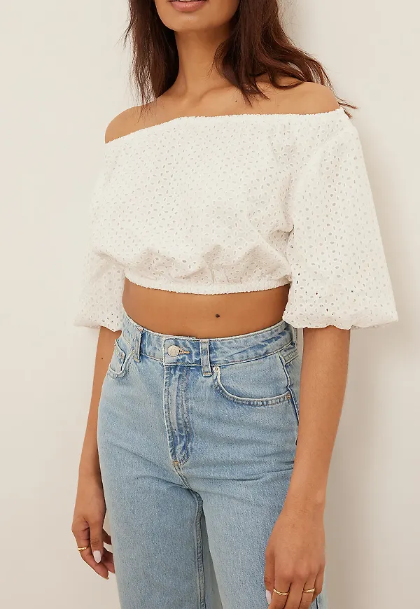 Curated Styles Anglais off-shouldertopp - White