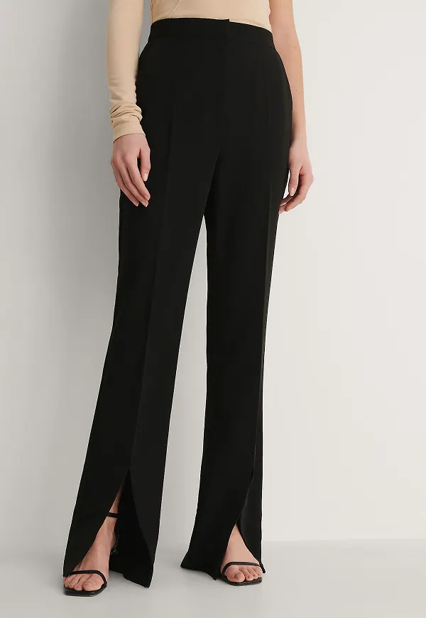 Curated Styles Byxor Med Frontslits - Black