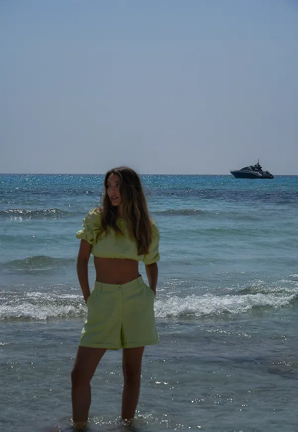 Curated Styles Linneshorts - Green