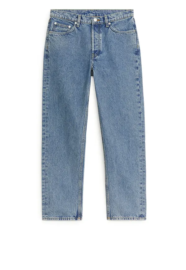 CURVED CROPPED Non-Stretch Jeans - Blue