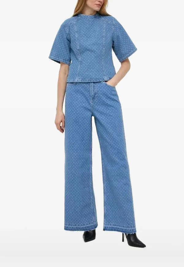 Custommade prickig jeanstopp med panel - Blå