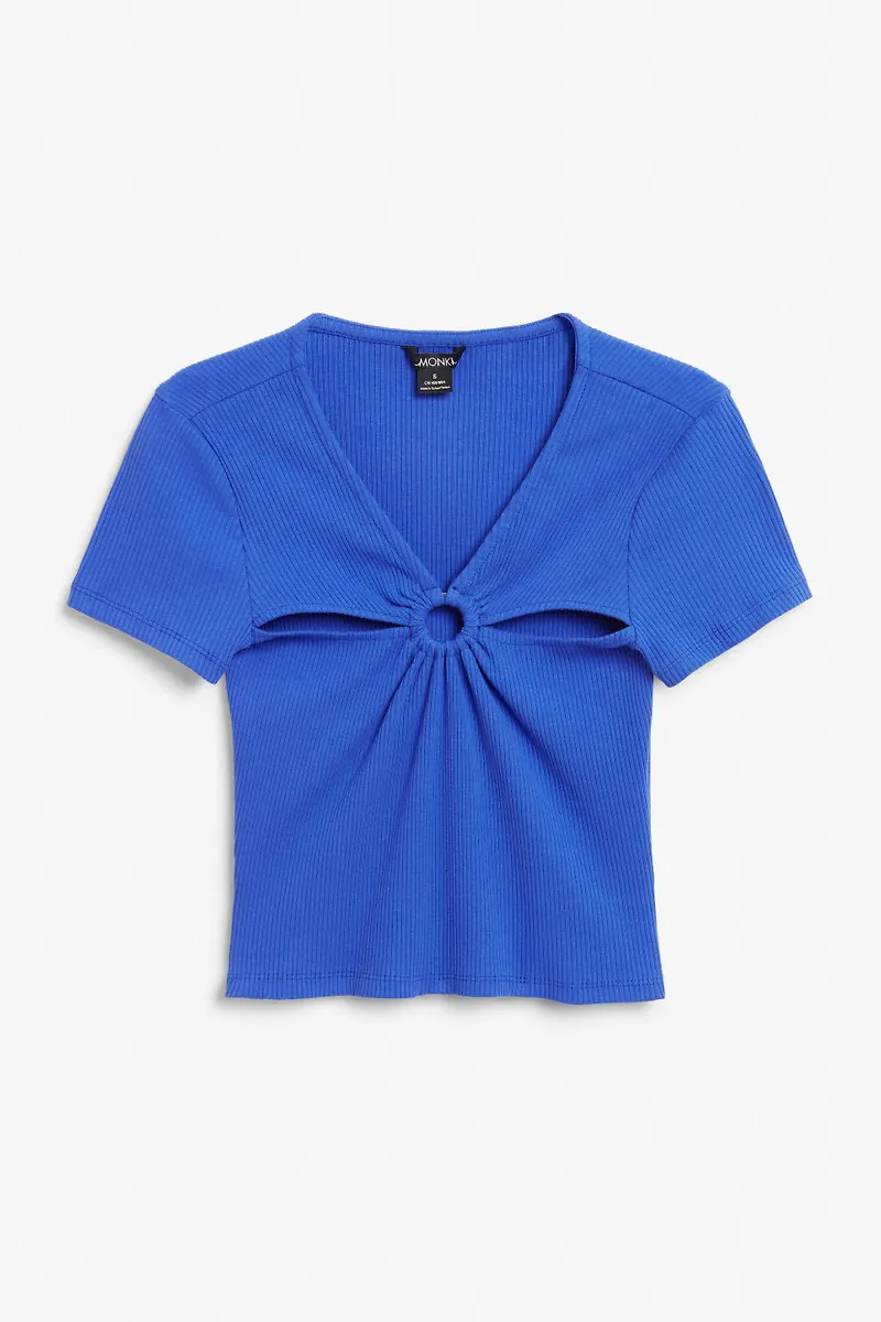 Cut-out crop top with ring detail - Blue