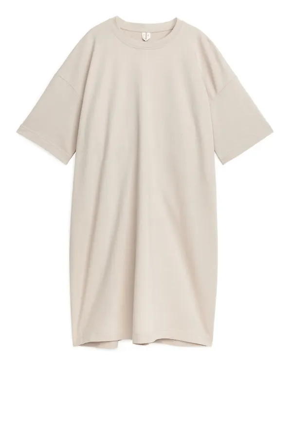 Cut-Out T-Shirt Dress - Beige