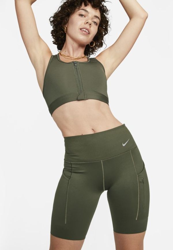 Cykelshorts Nike Go med fast stöd, medelhög midja och fickor 20 cm för kvinnor - Brun