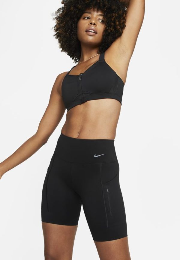 Cykelshorts Nike Go med fast stöd, medelhög midja och fickor 20 cm för kvinnor - Svart