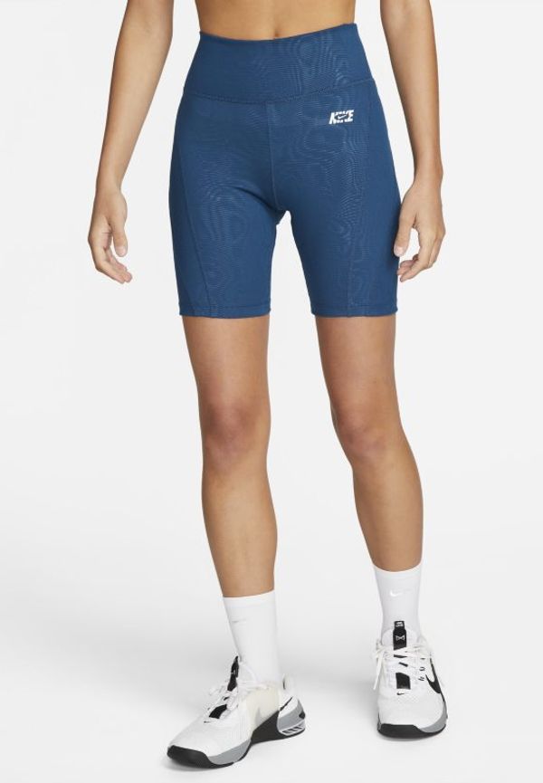 Cykelshorts Nike One Icon Clash med hög midja 18 cm för kvinnor - Blå