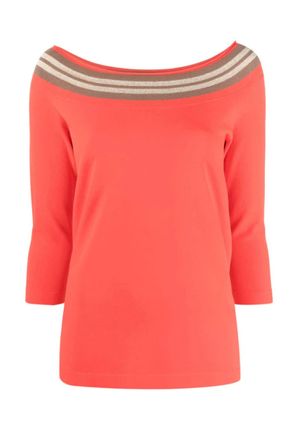 D.Exterior Metallic striped knitted top Orange, Dam