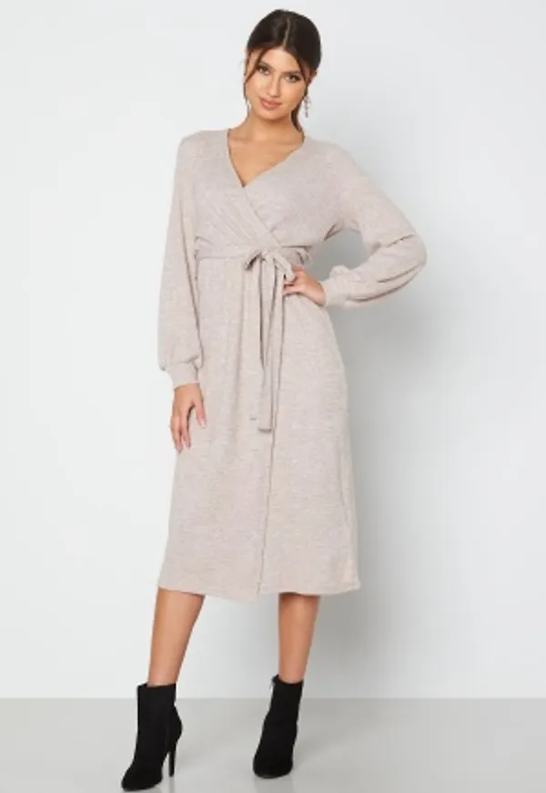 BUBBLEROOM Oliwia rib dress Beige melange M
