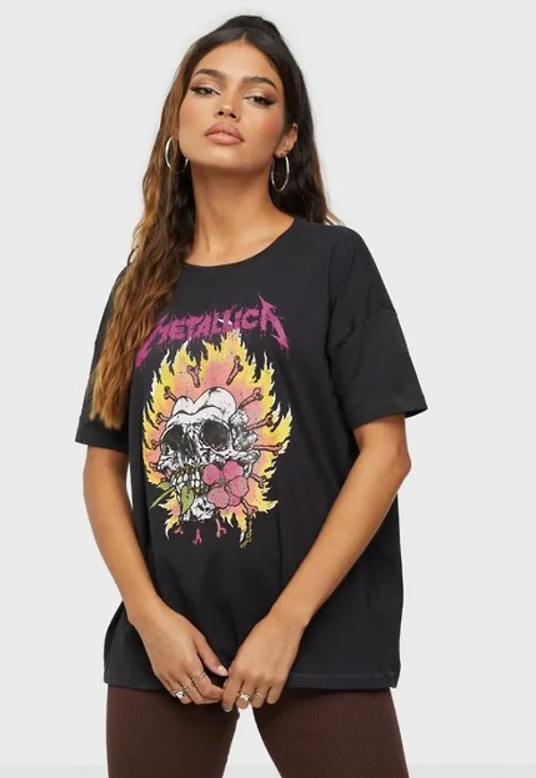 Only Onlmetallica Life S/S Top Box Jrs T-shirts Phantom Flame