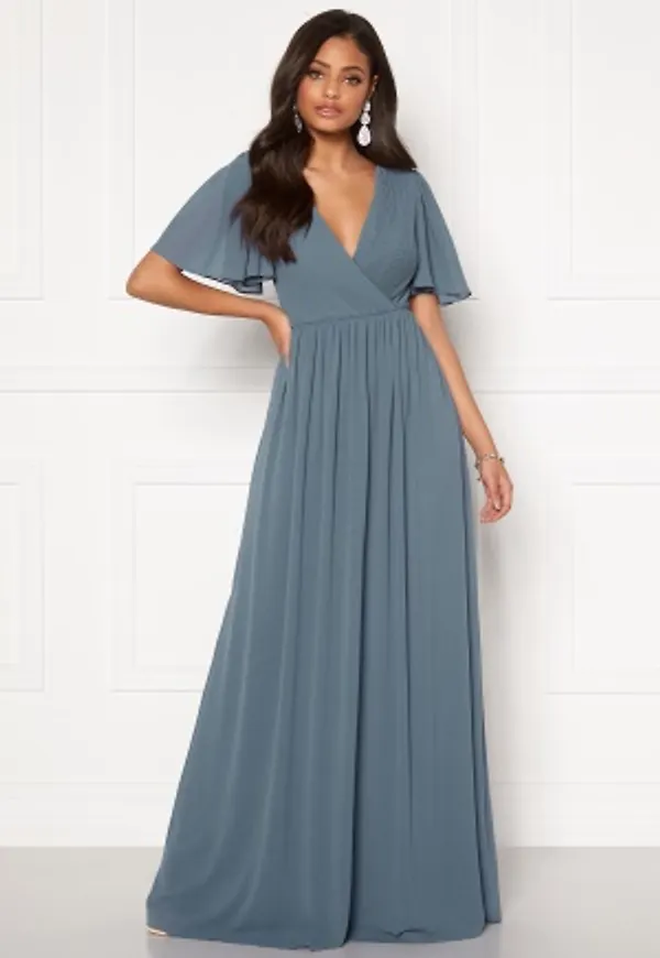 Moments New York Liana Chiffon Gown Grey-blue 34