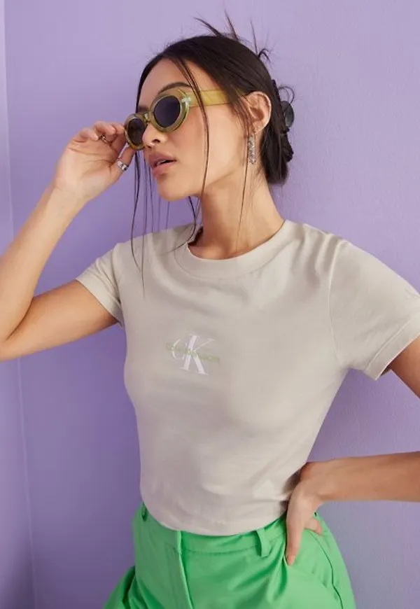 Calvin Klein Jeans Monogram Slim Tee T-shirts Eggshell