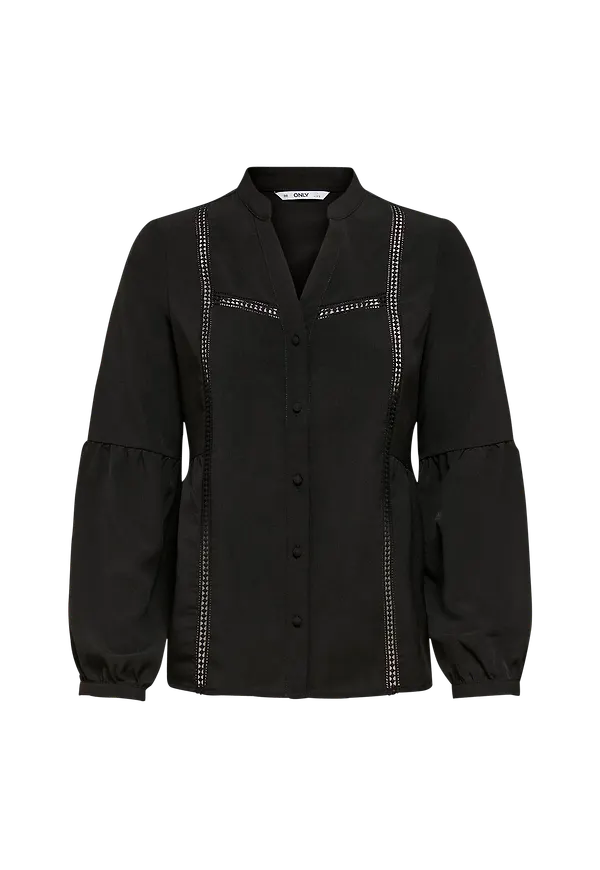 Only - Blus onlEva Life L/S Lace Insert Top Wvn - Svart