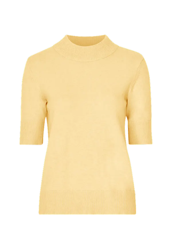 Vila - Topp Viril Crew Neck 2/4 Knit Top - Gul
