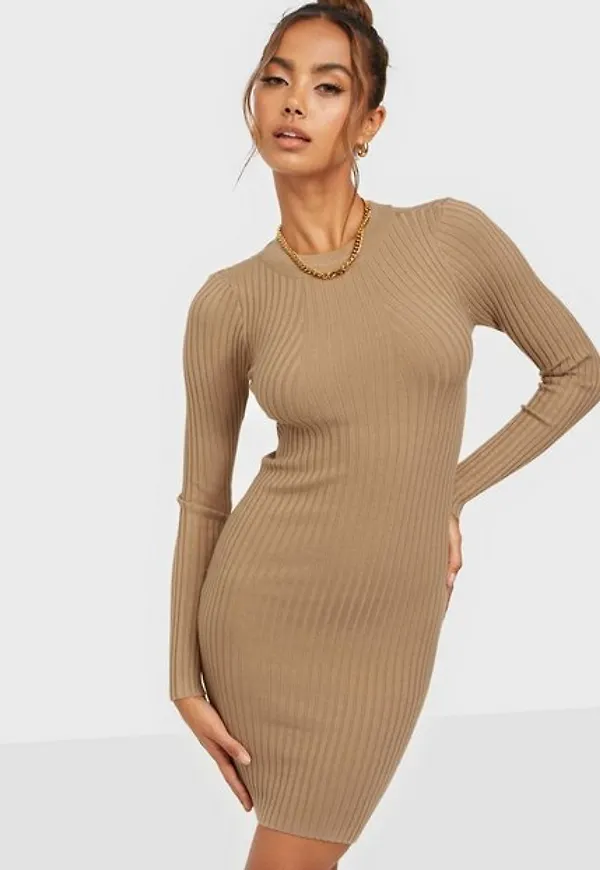 Pieces Pccrista Ls O-Neck Knit Dress Noos Fodralklänningar Silver Mink Cp