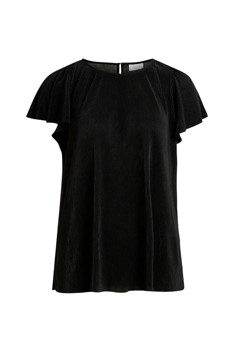 Vila - Topp viBlamia S/S Plisse Top - Svart