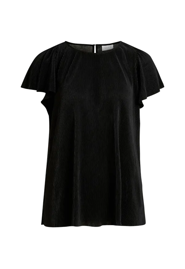 Vila - Topp viBlamia S/S Plisse Top - Svart