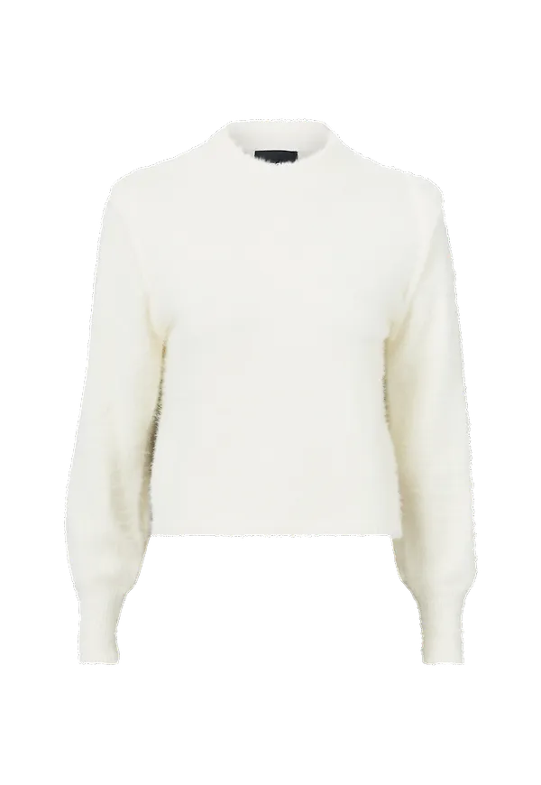 pieces - Tröja pcDemi LS O-neck Knit - Vit