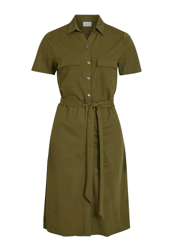 Vila - Skjortklänning viSafina S/S Shirt Dress - Grön