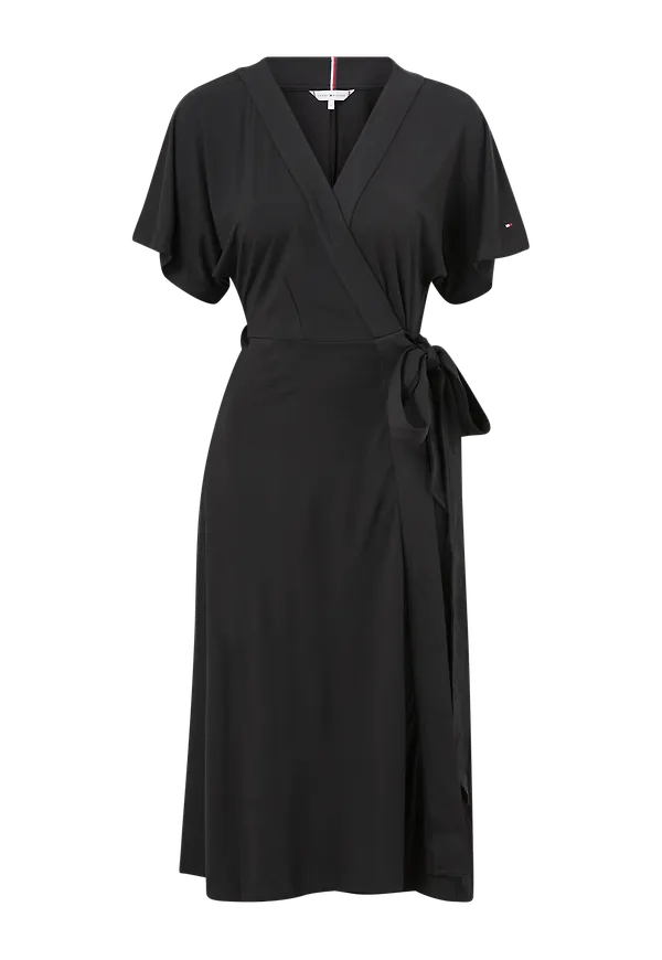 Tommy Hilfiger - Omlottklänning Regular Midi Wra Dress - Svart