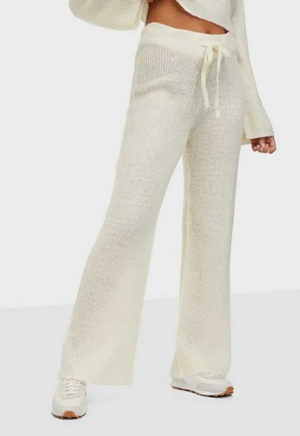 Missguided Recycled Wide Leg Pants Mjukisbyxor Cream