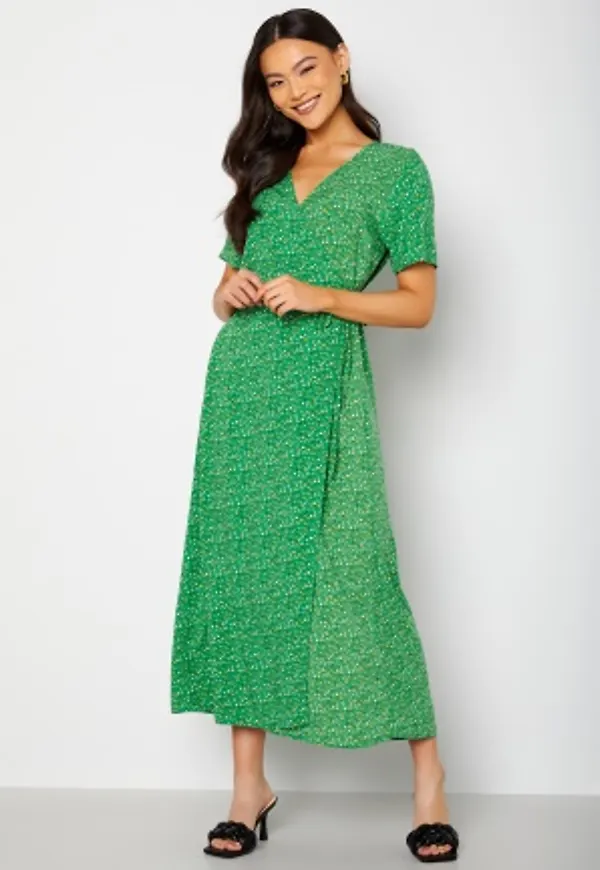 Object Collectors Item Ema Elise L/S Long Wrap Dress Artichoke Green AOP 36