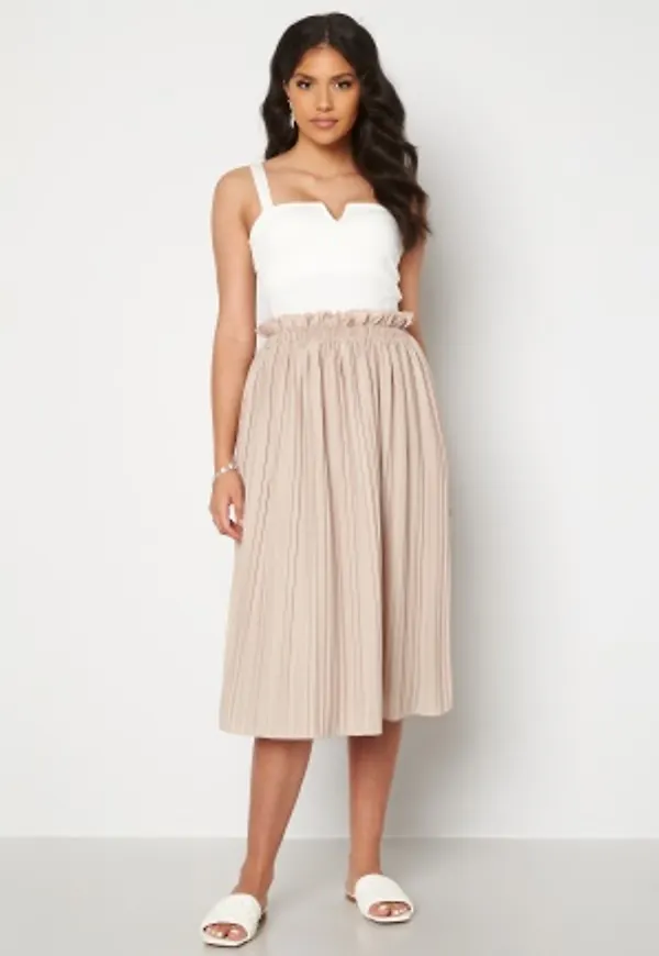 BUBBLEROOM Anna midi pleated skirt Beige L