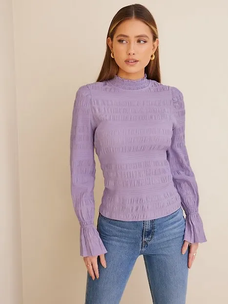 Vila Vipenny High Neck L/S Smock Top Långärmade toppar