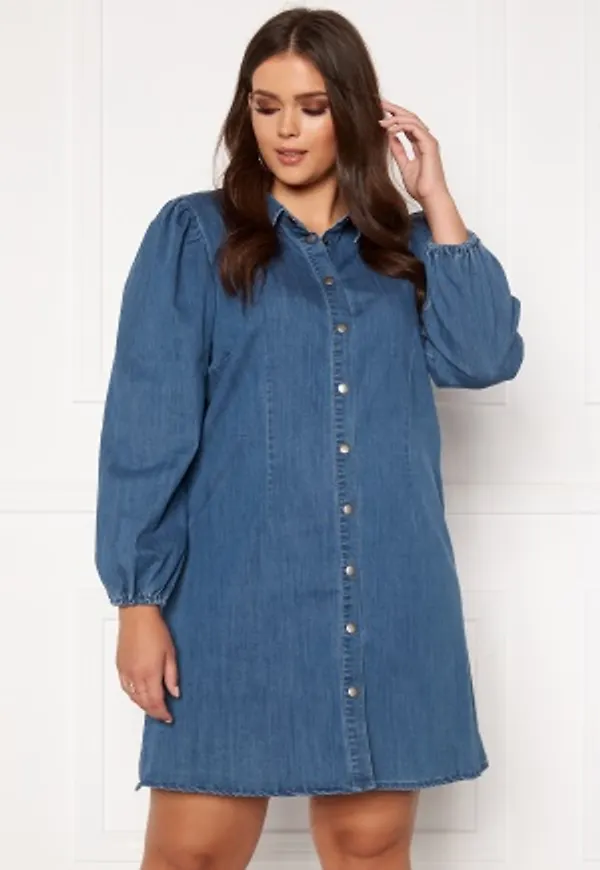 Only Carmakoma Ontan Life LS Knee Dress Dark Blue Denim 54