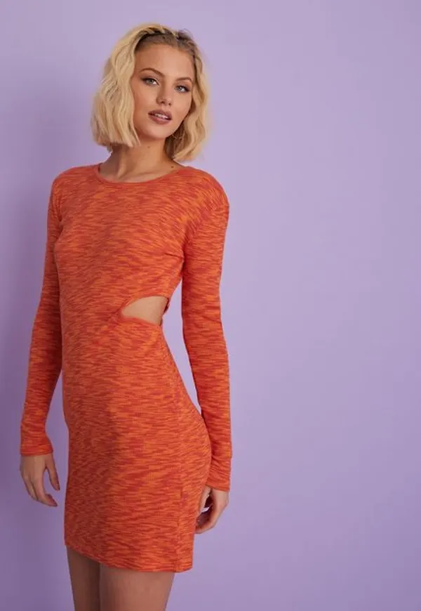 NLY Trend Cut Out Rib Dress Långärmade klänningar