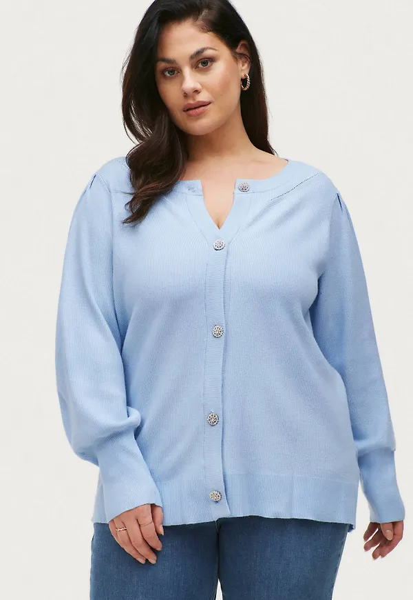 Zizzi - Cardigan mElla Simi L/S Cardigan - Blå