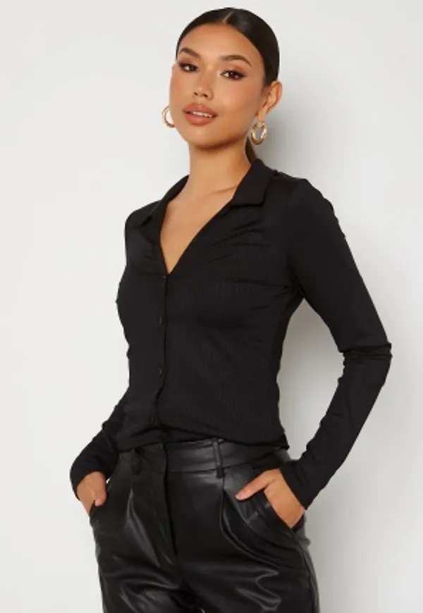 BUBBLEROOM Maryam button down top Black S