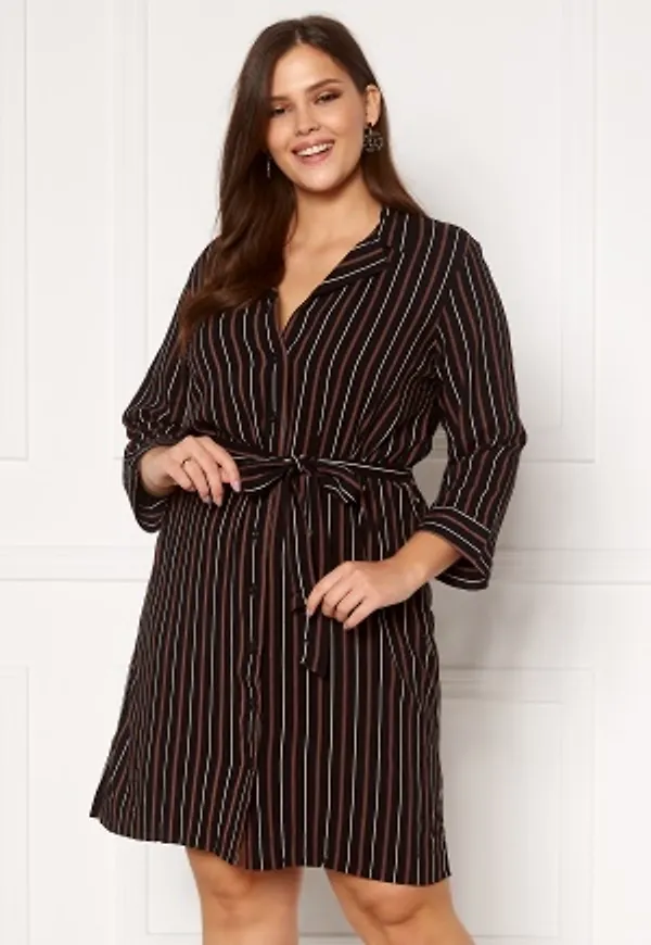 Happy Holly Thea shirt dress Black / Striped 36/38