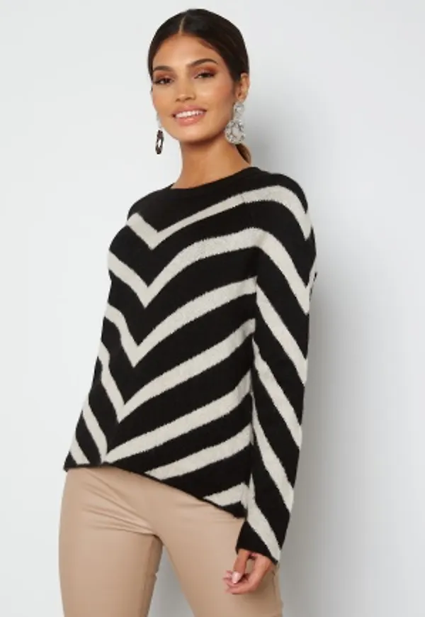 ONLY Leliza L/S Pullover Knit Black Pattern Cloud L