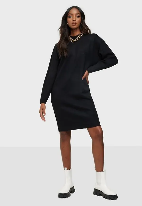 Vila Violivinja Knit L/S Dress/Su-Noos Stickade klänningar Black