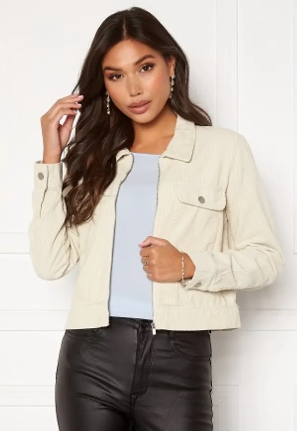 JDY Shiraz Life Corduroy Zip Jacket Silver Birch 42